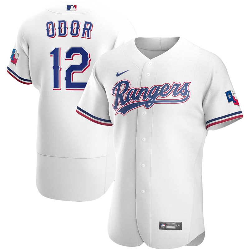 2020 MLB Men Texas Rangers 12 Rougned Odor Nike White Home 2020 Authentic Player Jersey 1